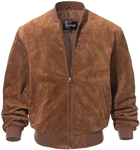 Leather Bomber Jacket Brown Suede 